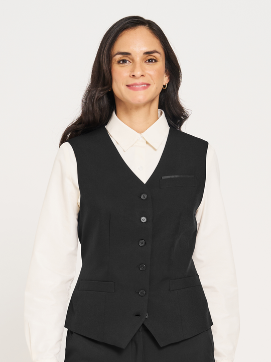 Ladies' 6-Button Vest - Black