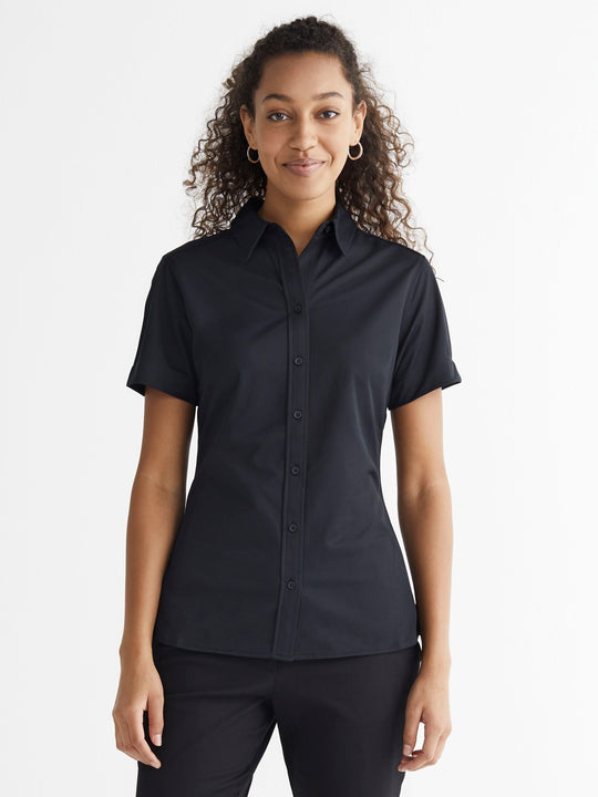 Ladie's X1 Dress Shirt Short Sleeve - Black