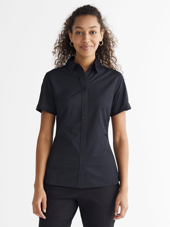 Ladie's X1 Dress Shirt Short Sleeve - Black