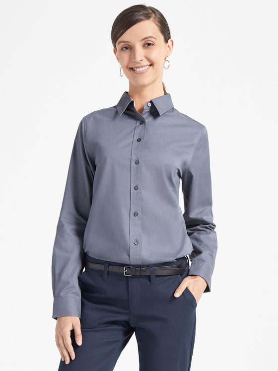 Ladies' Performance Button-Down Long Sleeve - Steel Grey