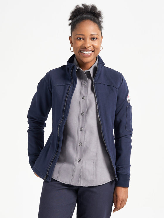 Ladies' Zip Front Fleece Jacket - Navy