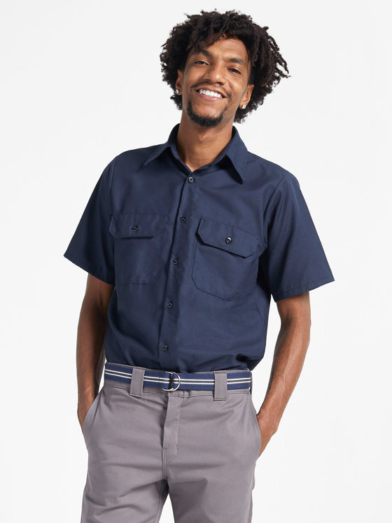 Men's Solid Ripstop Short Sleeve Shirt - Navy