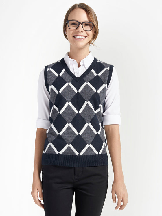 Geo Sweater Vest - Navy/Charcoal