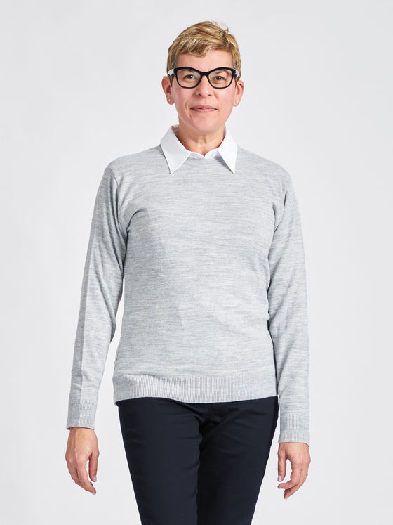 Ladie's Porter Crewneck Sweater - Heather Grey