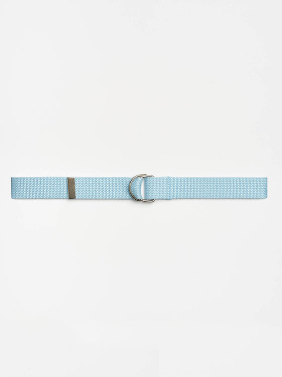 D Ring Striped Ribbon Belt - Light Blue